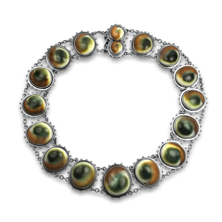 Estate Sterling Silver Operculum 16" Collar