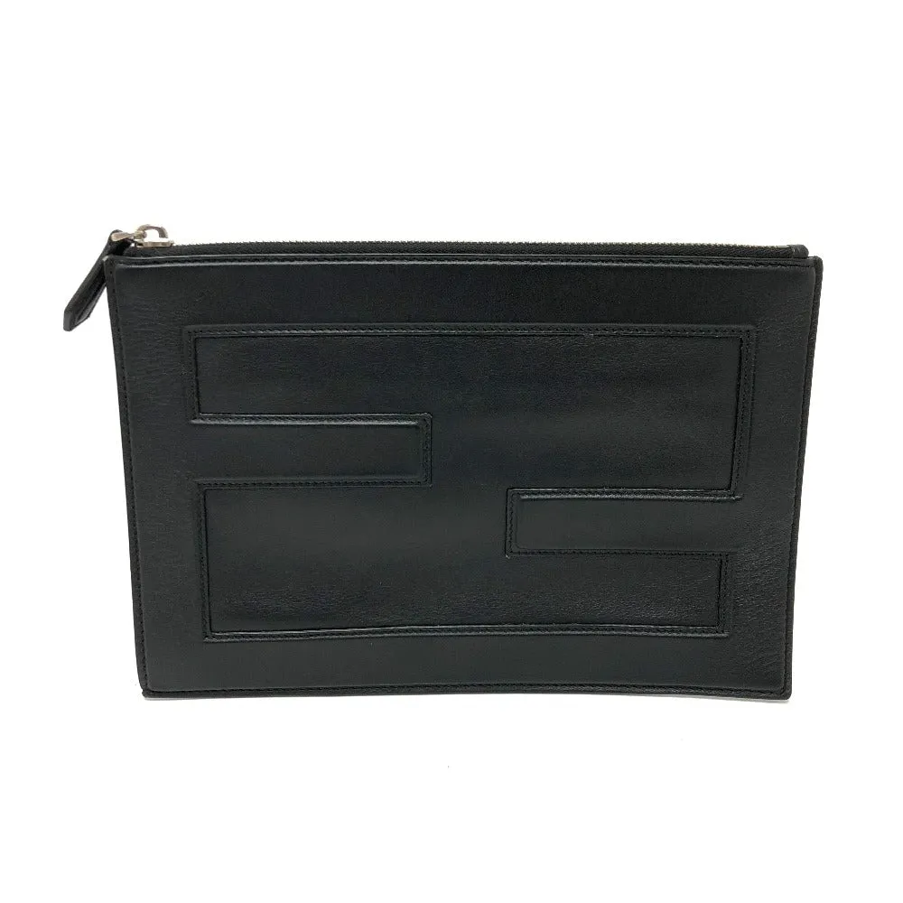 FENDI Clutch bag 7N0113 leather black logo Mini bag unisex(Unisex) Used
