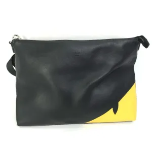FENDI Shoulder Bag 7VA470 leather black crossbody clutch bag Monster Bugs mens Used