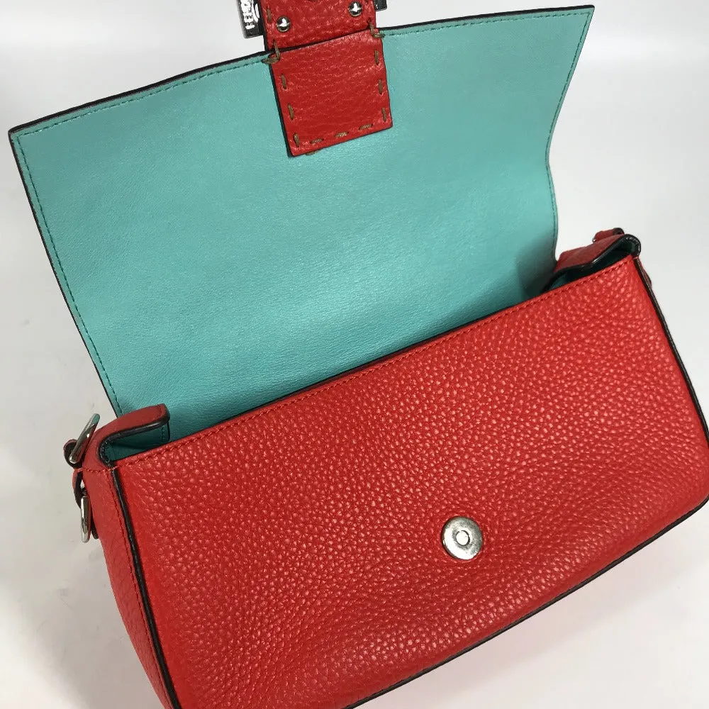 FENDI Shoulder Bag leather Red Mamma Bucket Celeria Women Used