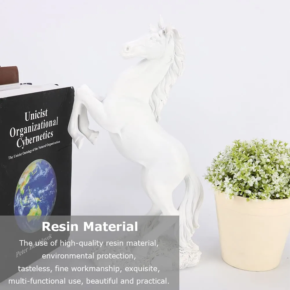 Figurine Horse, Resin Statue Braided Horse with Meaning of Success, Modern Sculpture for Desk Decor, Suitable for Home Businesses Guest Room Restaurant(White)