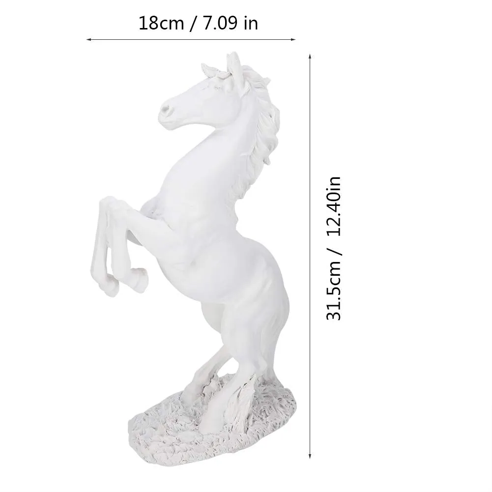 Figurine Horse, Resin Statue Braided Horse with Meaning of Success, Modern Sculpture for Desk Decor, Suitable for Home Businesses Guest Room Restaurant(White)