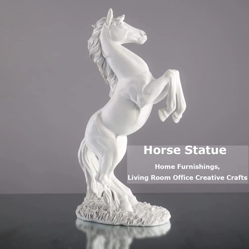 Figurine Horse, Resin Statue Braided Horse with Meaning of Success, Modern Sculpture for Desk Decor, Suitable for Home Businesses Guest Room Restaurant(White)