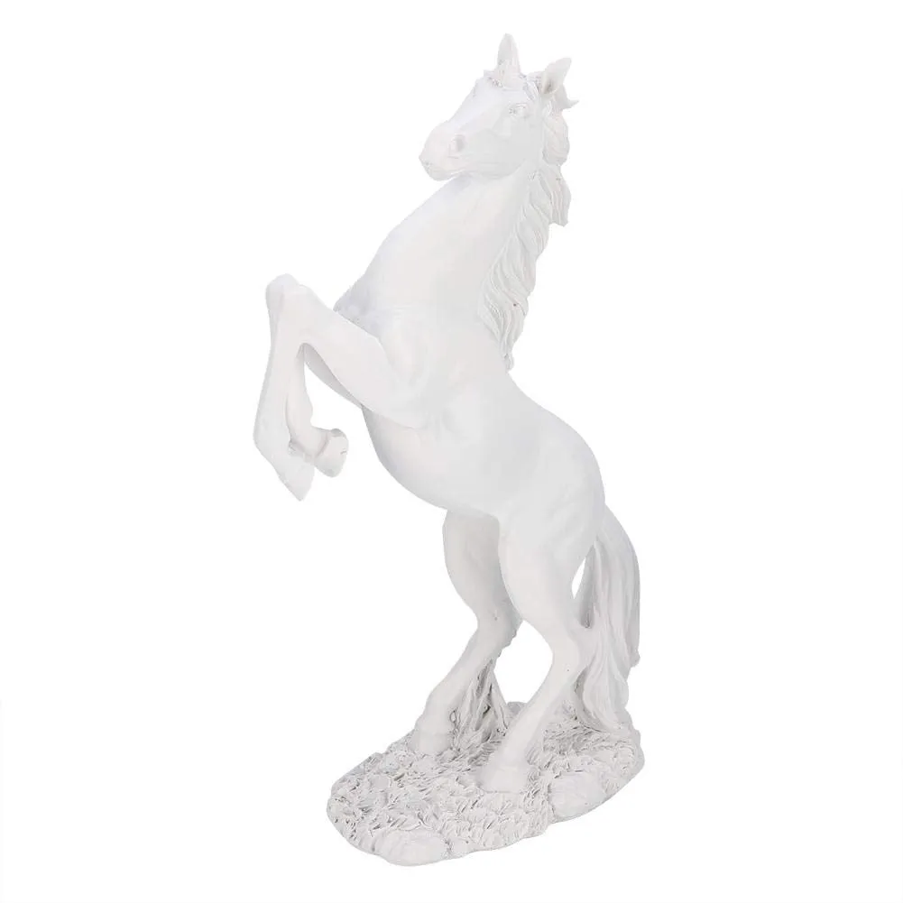 Figurine Horse, Resin Statue Braided Horse with Meaning of Success, Modern Sculpture for Desk Decor, Suitable for Home Businesses Guest Room Restaurant(White)
