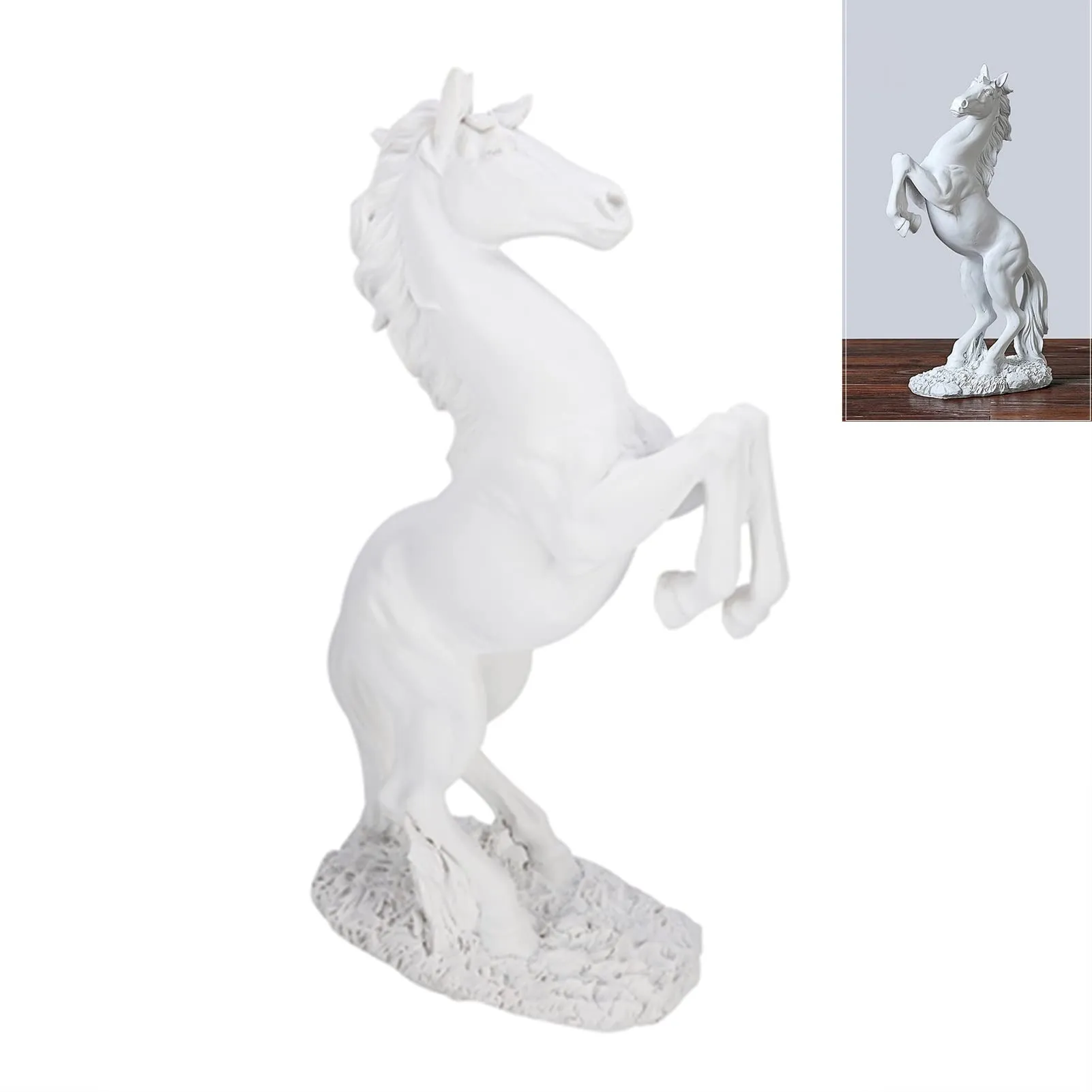 Figurine Horse, Resin Statue Braided Horse with Meaning of Success, Modern Sculpture for Desk Decor, Suitable for Home Businesses Guest Room Restaurant(White)
