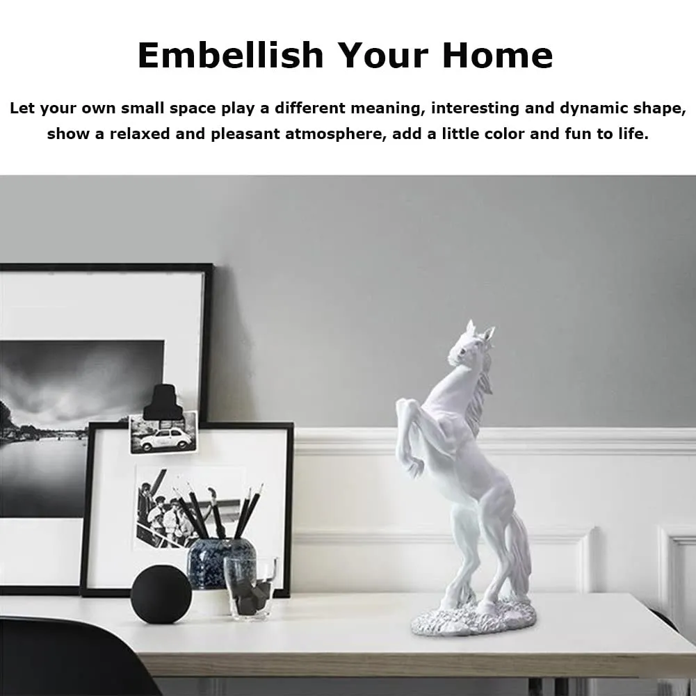 Figurine Horse, Resin Statue Braided Horse with Meaning of Success, Modern Sculpture for Desk Decor, Suitable for Home Businesses Guest Room Restaurant(White)