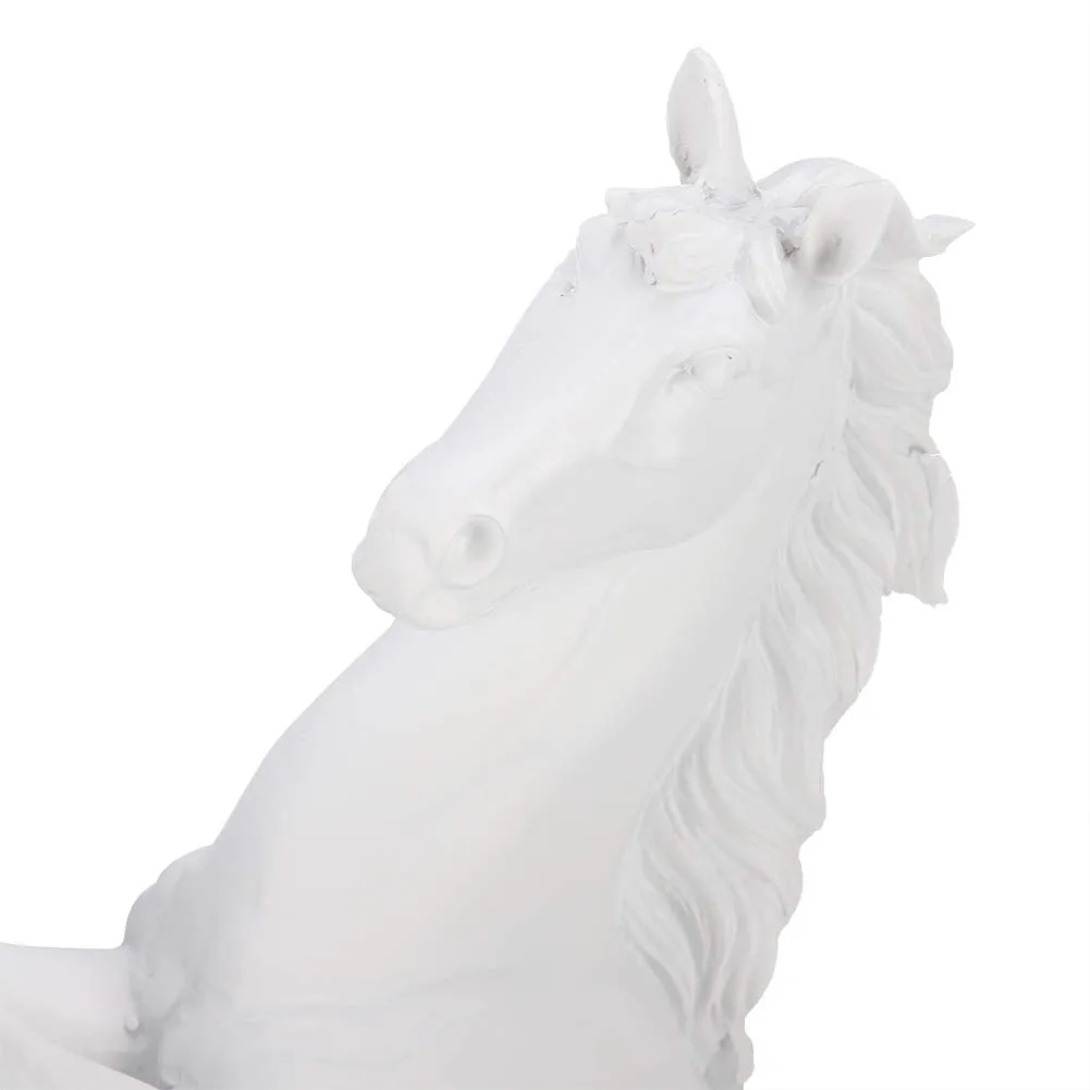 Figurine Horse, Resin Statue Braided Horse with Meaning of Success, Modern Sculpture for Desk Decor, Suitable for Home Businesses Guest Room Restaurant(White)