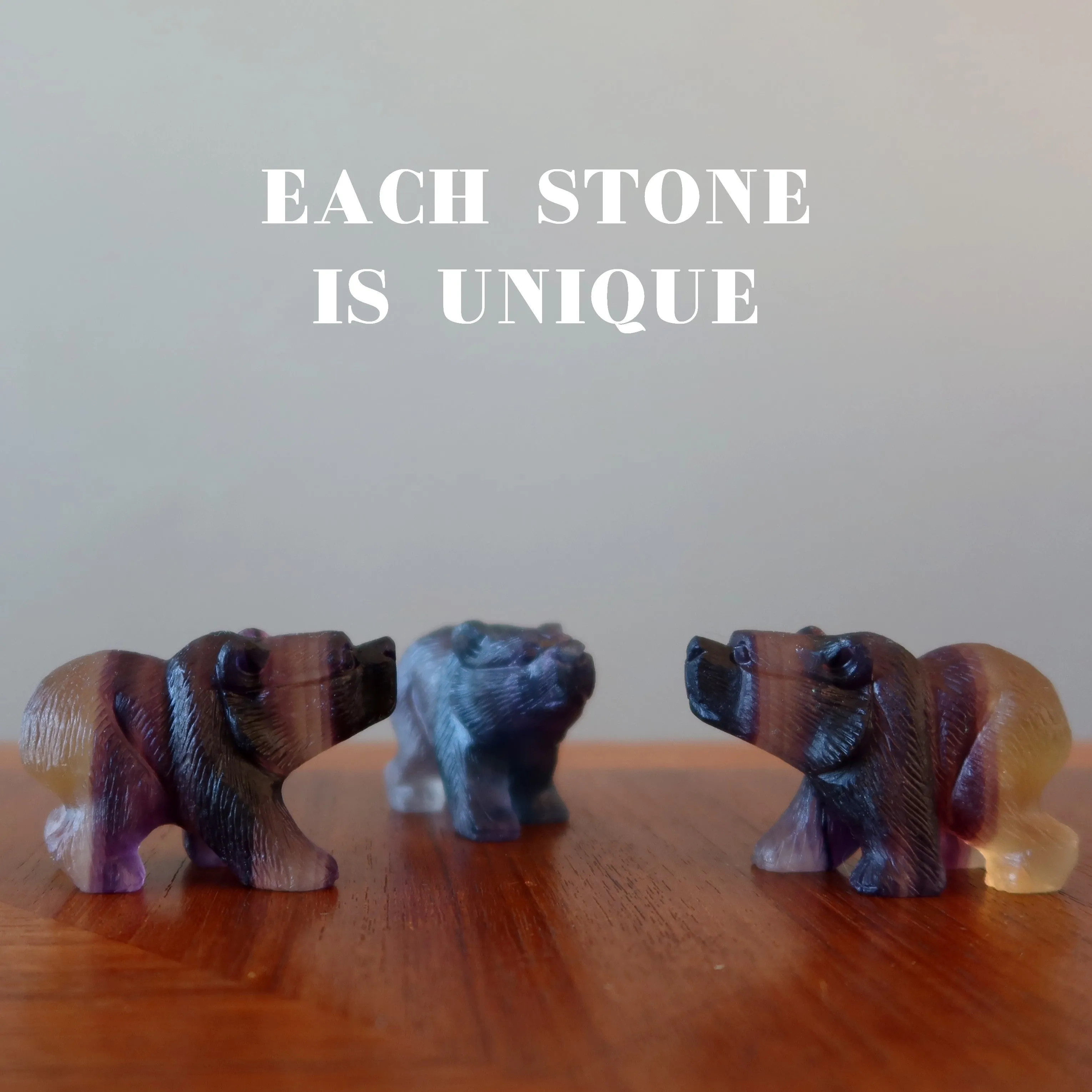 Fluorite Bear Rainbow Fine Carved Animal Statue