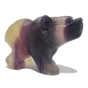 Fluorite Bear Rainbow Fine Carved Animal Statue