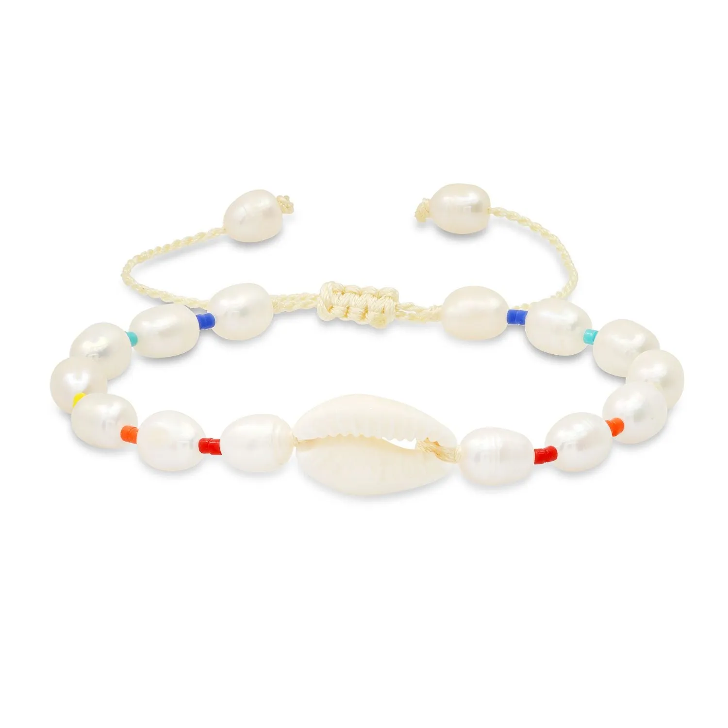 Fresh Water Pearl and Shell Rainbow Beaded Bracelet