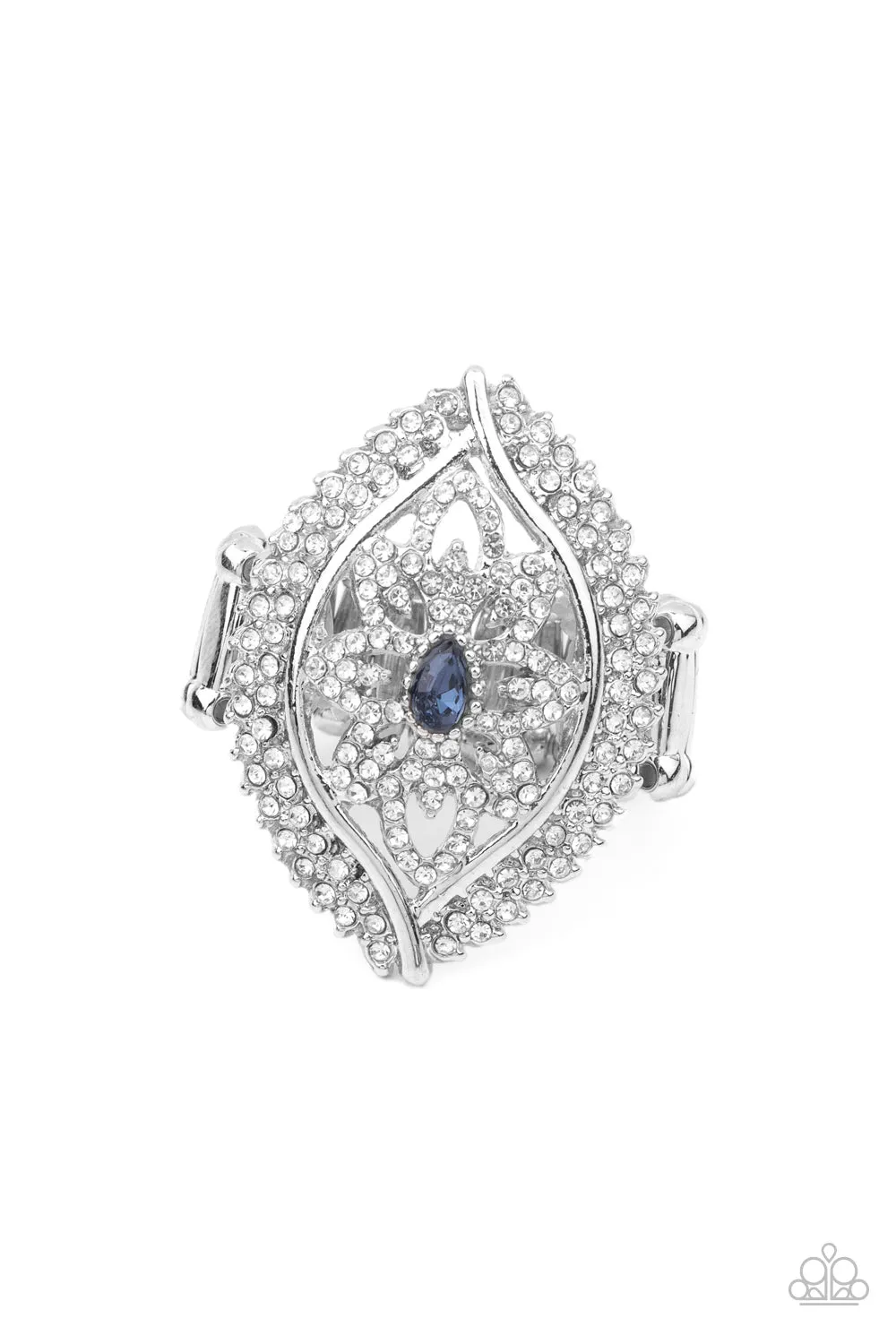 Glammed Up Gardens - Blue Ring - Paparazzi Accessories