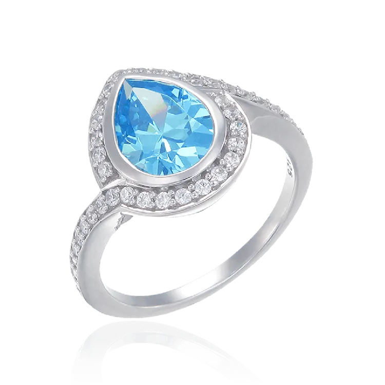 Glamorous Blue Spiral Ring