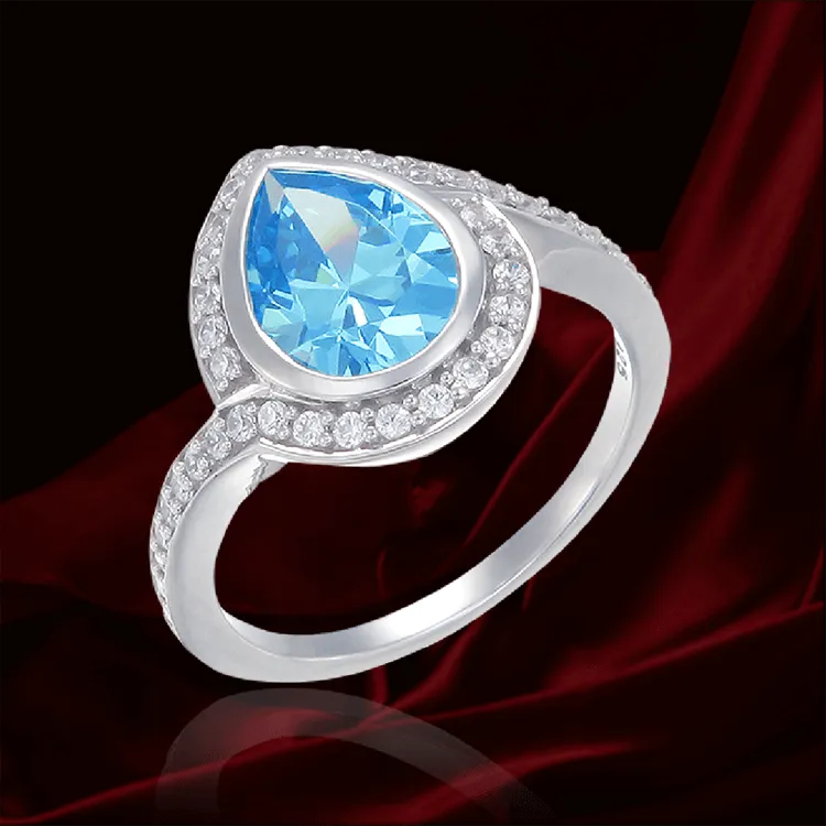 Glamorous Blue Spiral Ring