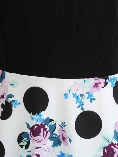 Glamorous Dot Flower A Line Vintage Dress