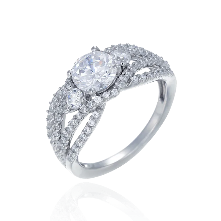 Glamorous Split Band Pave Ring