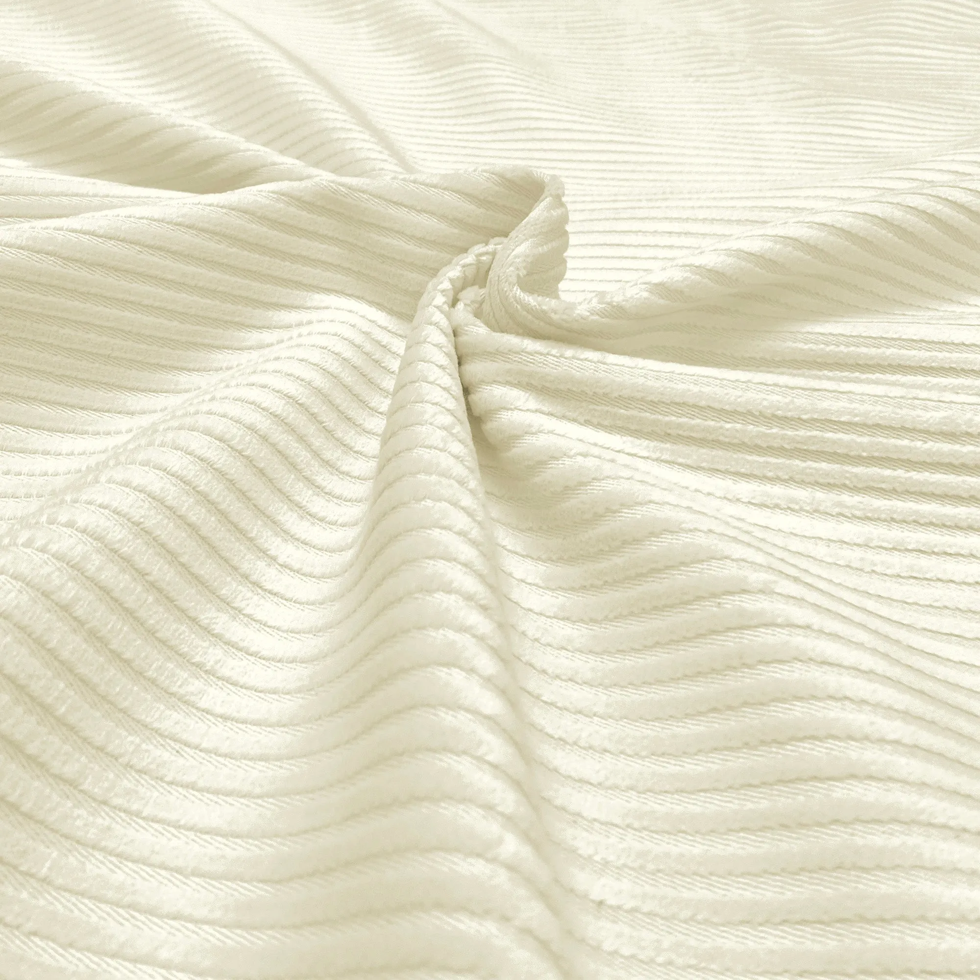 Glamorous White Striped Velvet Upholstery Fabric 54"
