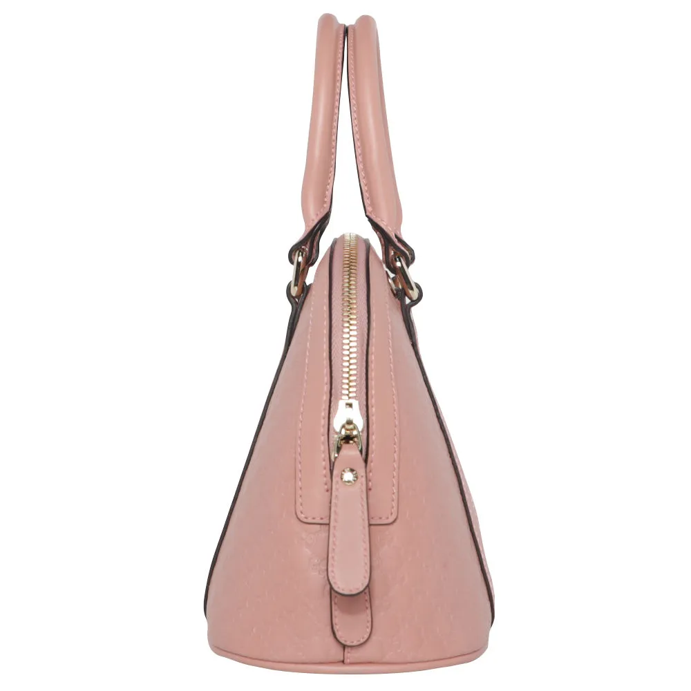Gucci Guccisma Mini Dome Leather Monogram Top Handle Crossbody Bag - Soft Pink