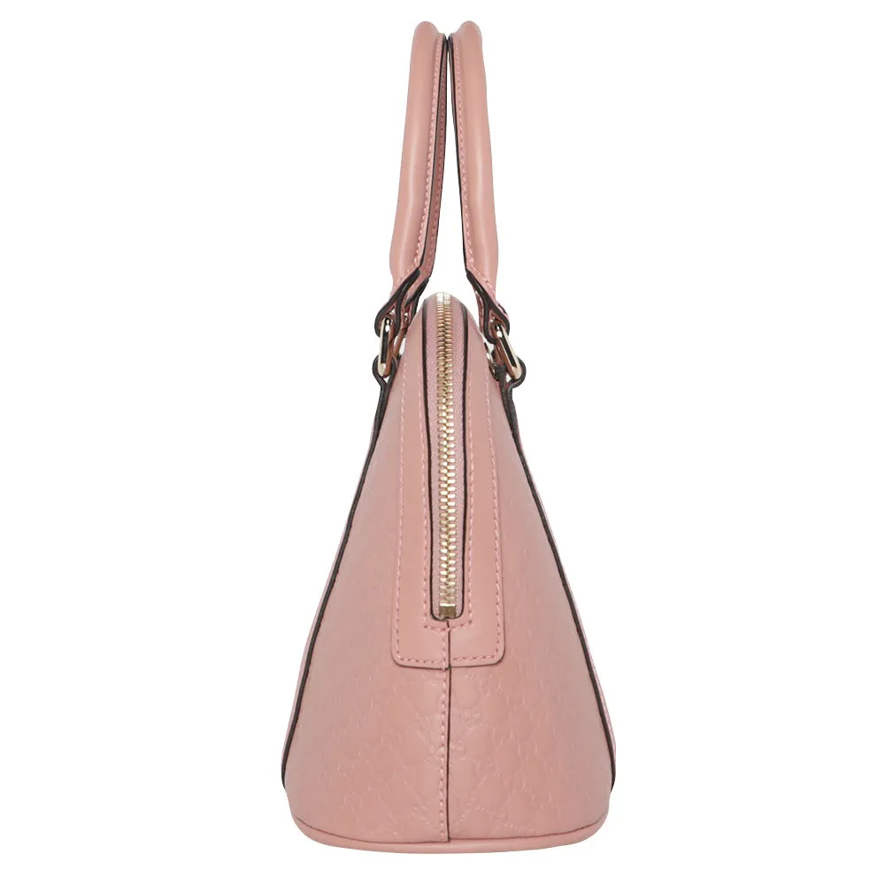 Gucci Guccisma Mini Dome Leather Monogram Top Handle Crossbody Bag - Soft Pink