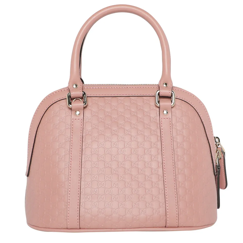 Gucci Guccisma Mini Dome Leather Monogram Top Handle Crossbody Bag - Soft Pink