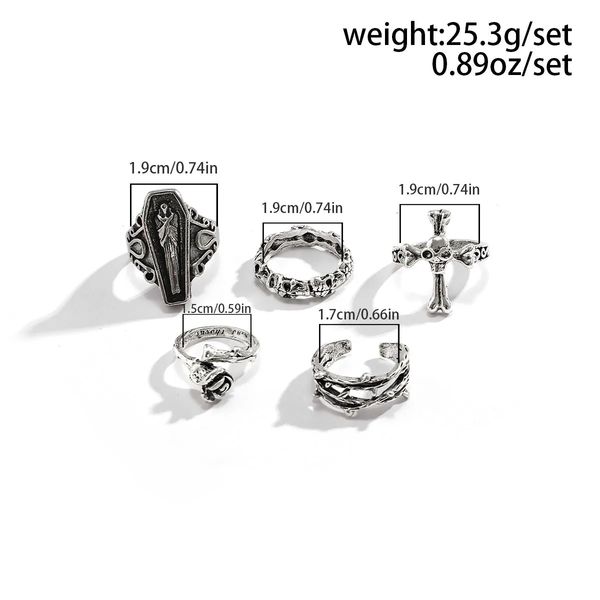 Halloween Bat and Snake Ring Set with Dark Gothic Flair