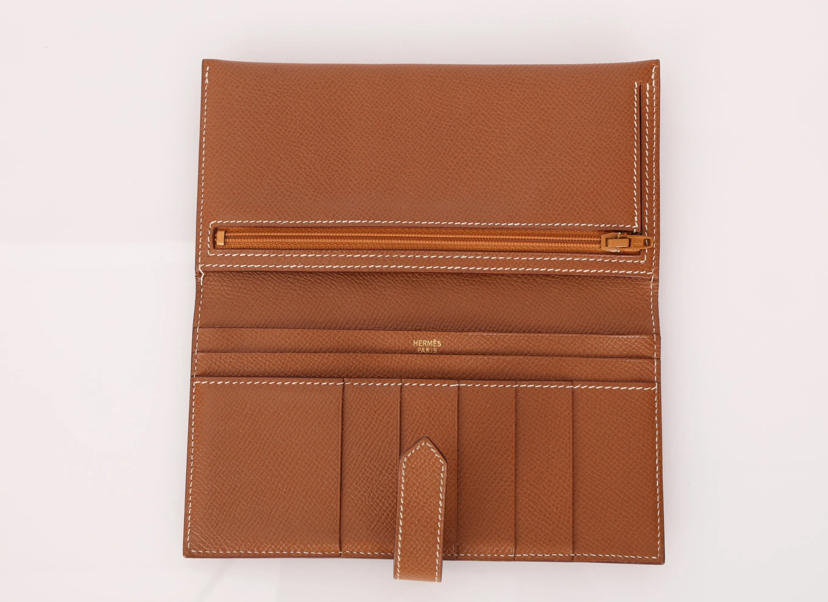 Hermès 1998 Gold Bearn Wallet w/ Chain