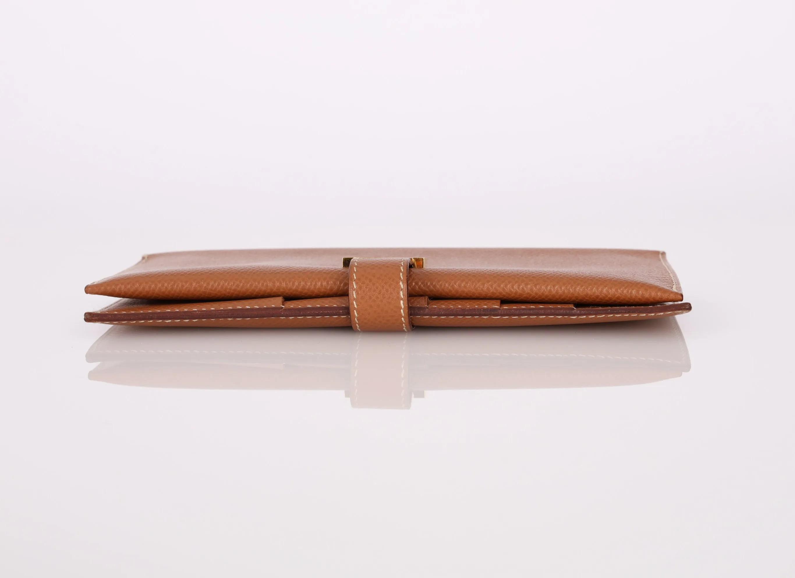 Hermès 1998 Gold Bearn Wallet w/ Chain