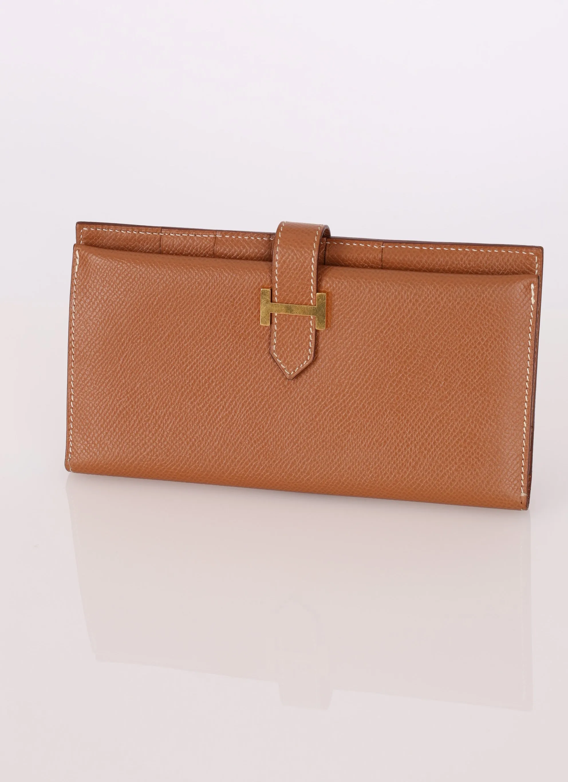 Hermès 1998 Gold Bearn Wallet w/ Chain