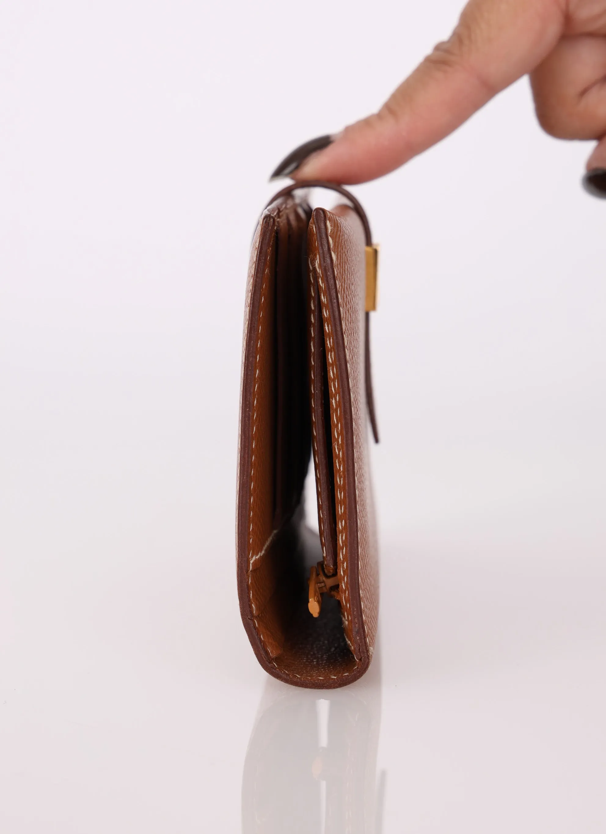 Hermès 1998 Gold Bearn Wallet w/ Chain
