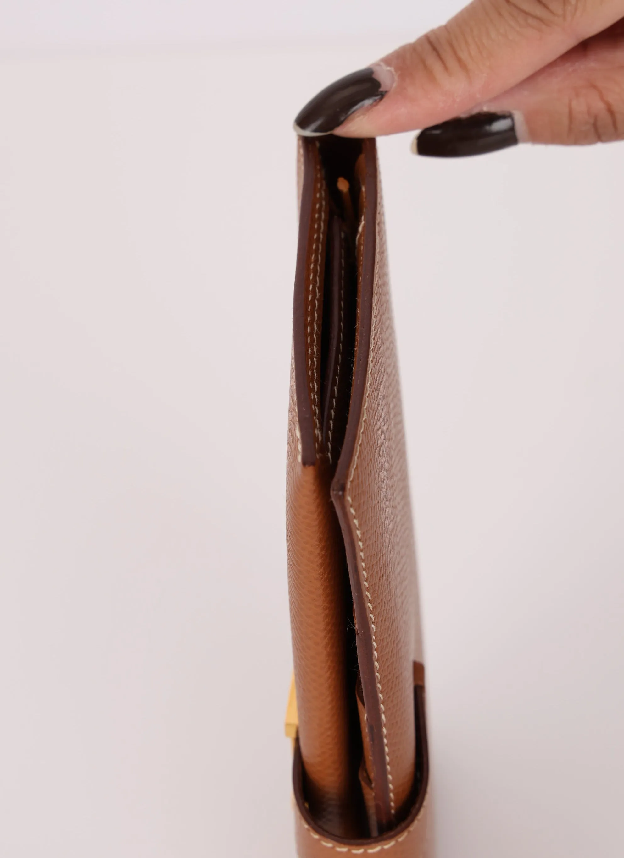 Hermès 1998 Gold Bearn Wallet w/ Chain