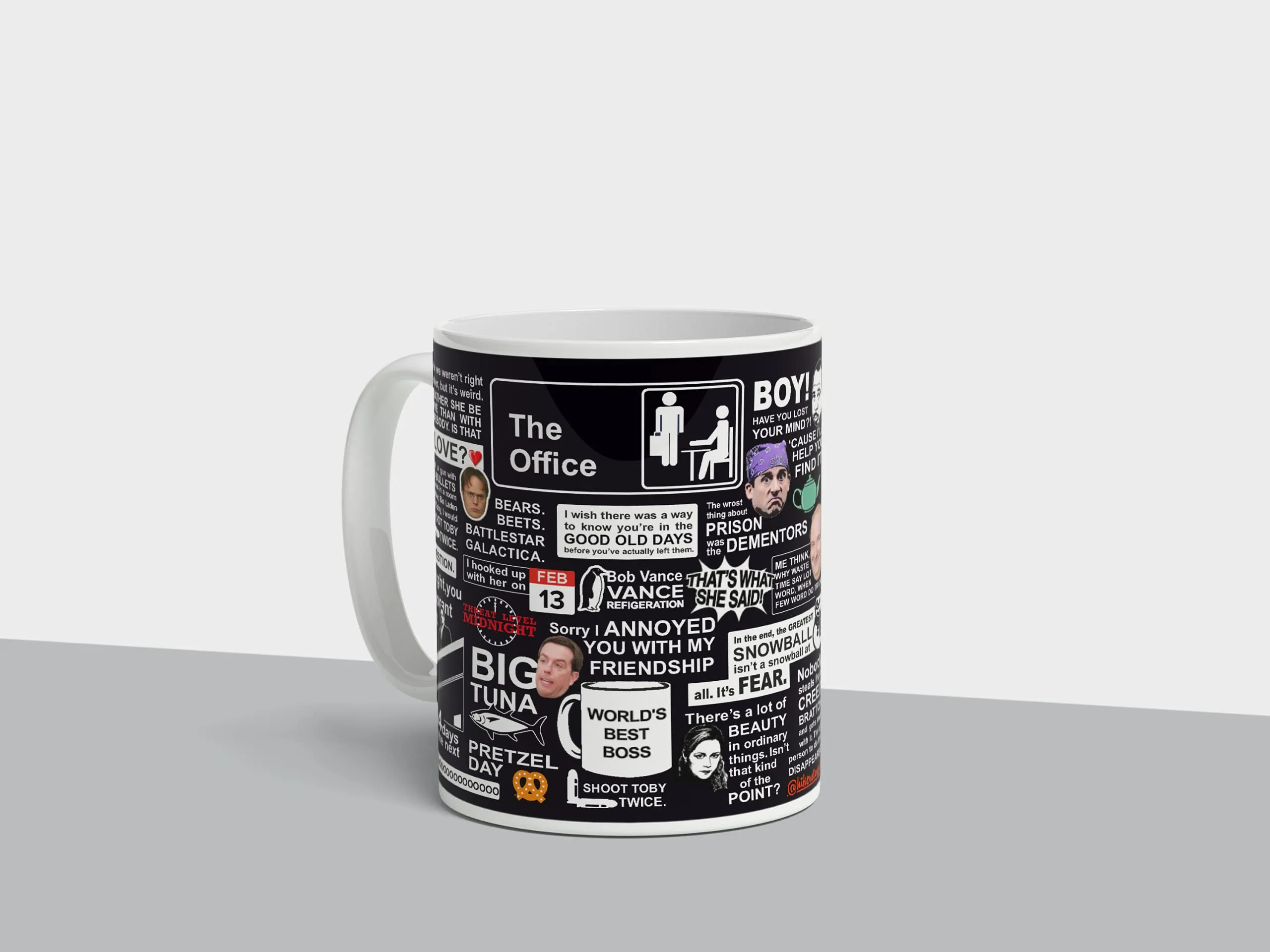 HIKER Ceramic Drinking Tea Coffee Cup, The Office Merchandise Michael Scott Tv Series Printed Coffee Mugs (The Office Quotes), 325 ML