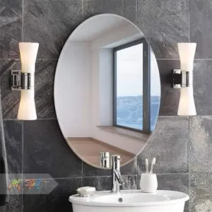 HK4 Decorative Mirror for Wall Mirror for Bathroom Wash Basin Living Room Easy No Drill Required, Easy Stick Rectangular Glass Wall Mount Mirror Bathroom Mirror