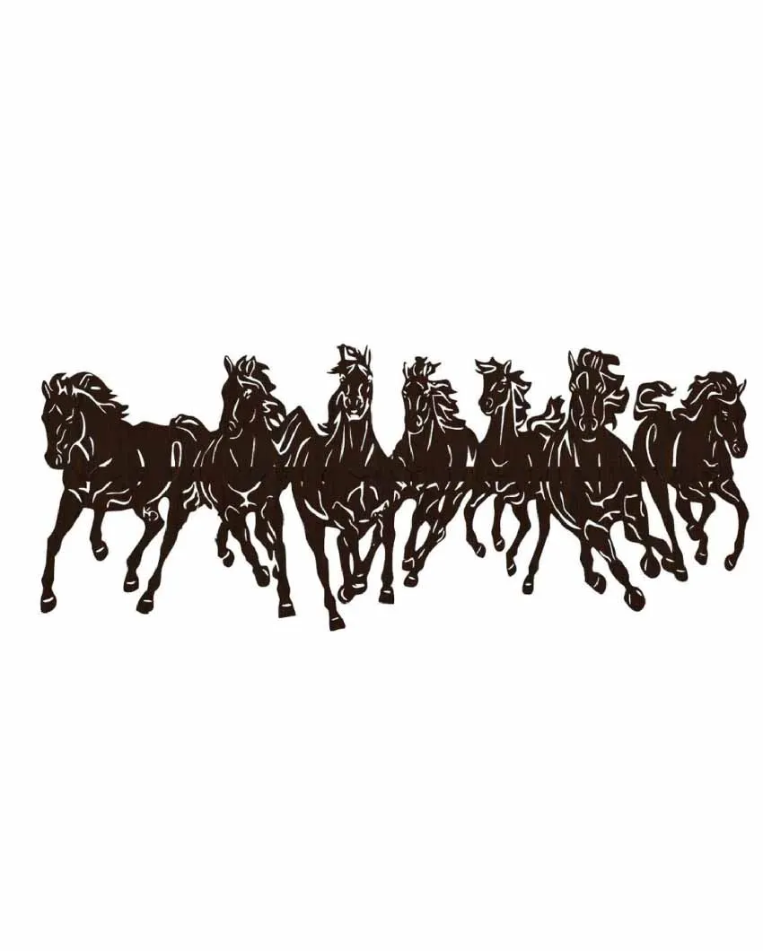 Illuminated Art Seven Horses Decorative Wooden Wall Hanging | 36 x 15 inches