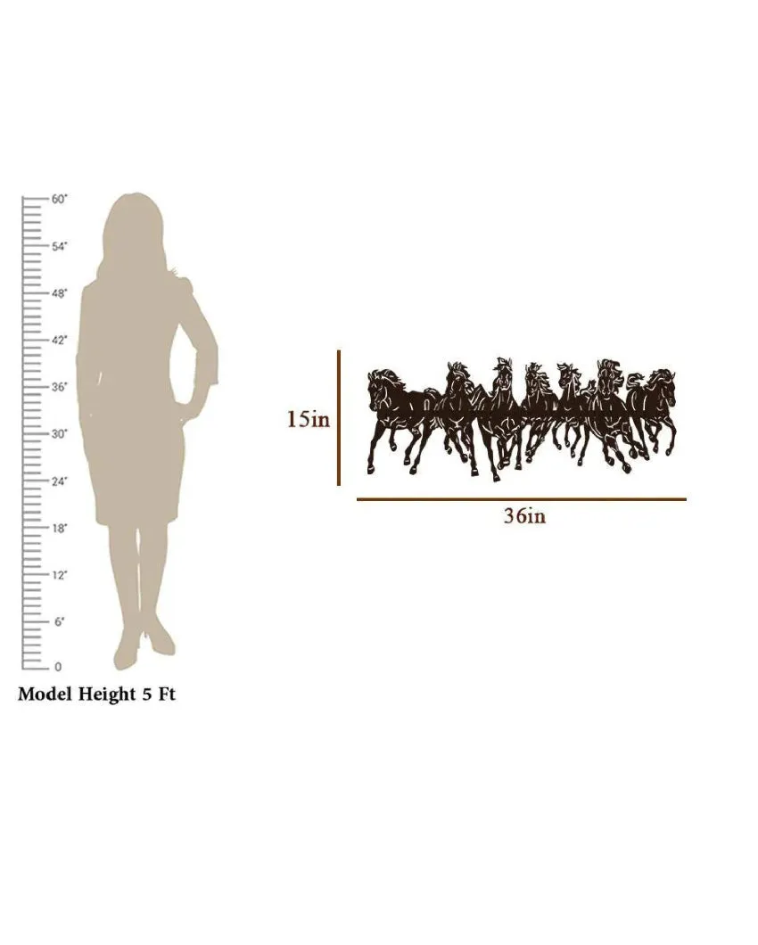 Illuminated Art Seven Horses Decorative Wooden Wall Hanging | 36 x 15 inches