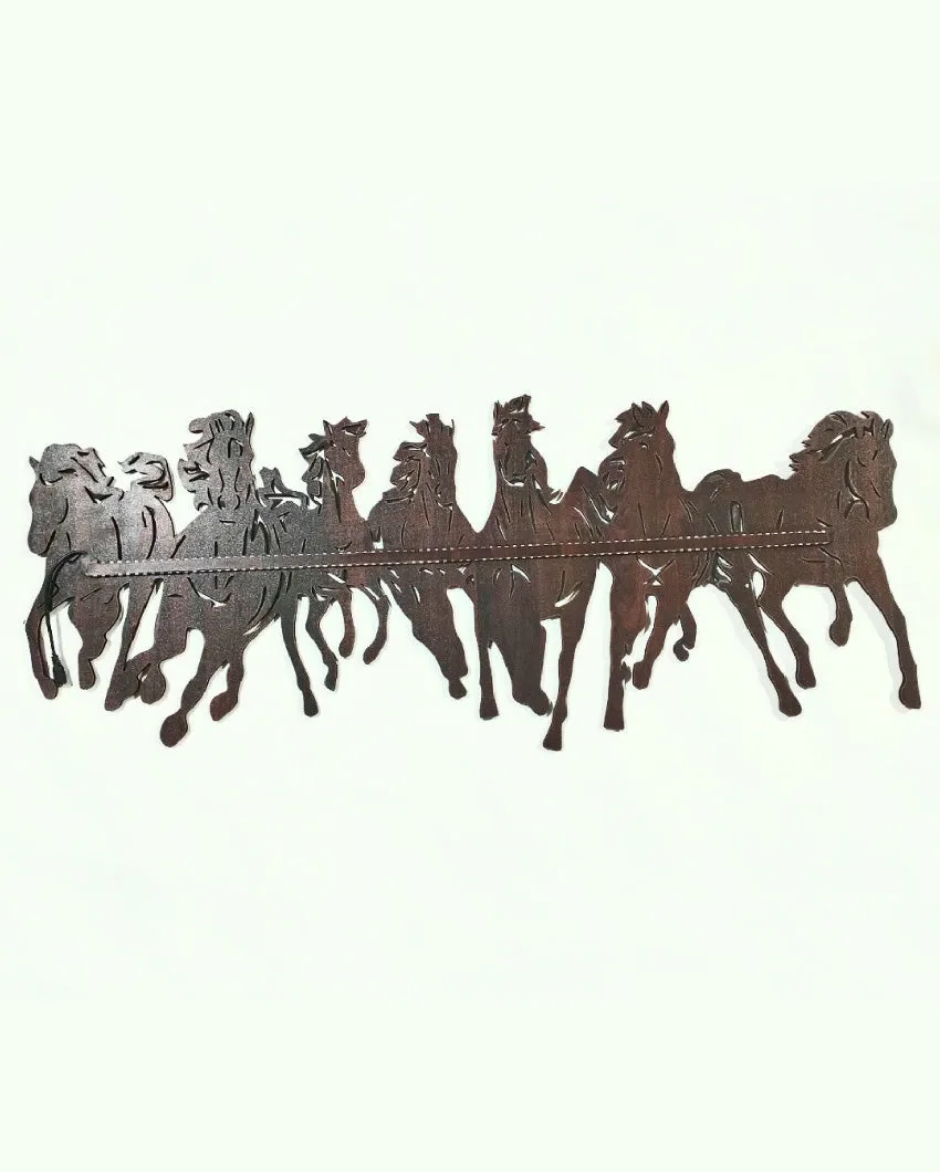 Illuminated Art Seven Horses Decorative Wooden Wall Hanging | 36 x 15 inches