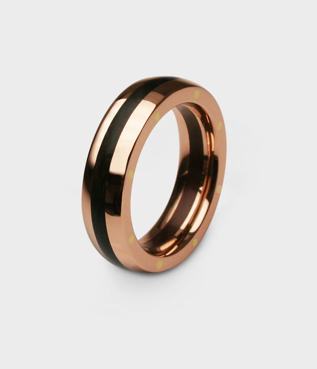 London Oak Geo Ellipse Slim Ring in 18ct Rose Gold, Size N1/2