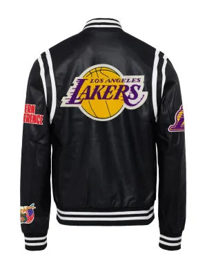LOS ANGELES LAKERS VEGAN LEATHER JACKET Black / White