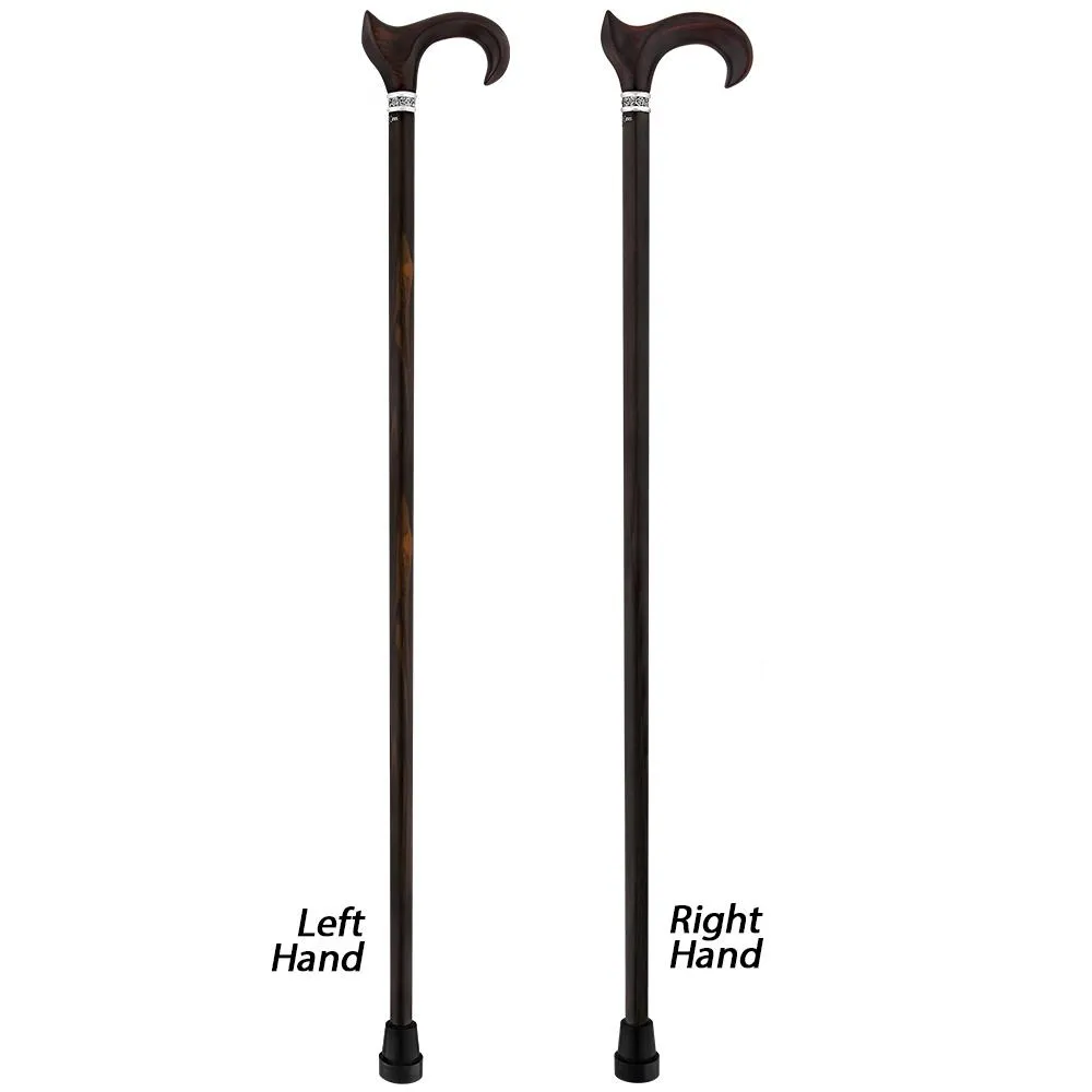 Luxury Cocobolo & Ebony Cane: Ergonomic, Pewter Rose Collar