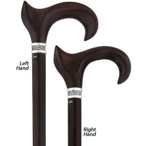 Luxury Cocobolo & Ebony Cane: Ergonomic, Pewter Rose Collar