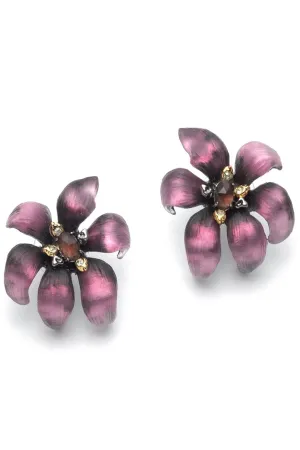 Magenta Burnt Fleur Small Flower Studs