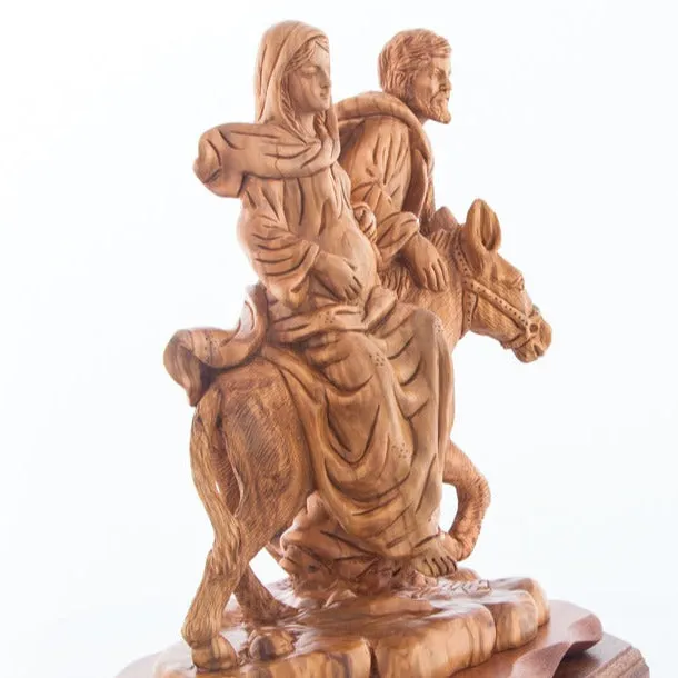 Mary and Joseph's "Journey to Bethlehem" 14.4", Carved Olive Wood Statue