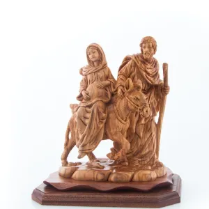Mary and Joseph's "Journey to Bethlehem" 14.4", Carved Olive Wood Statue