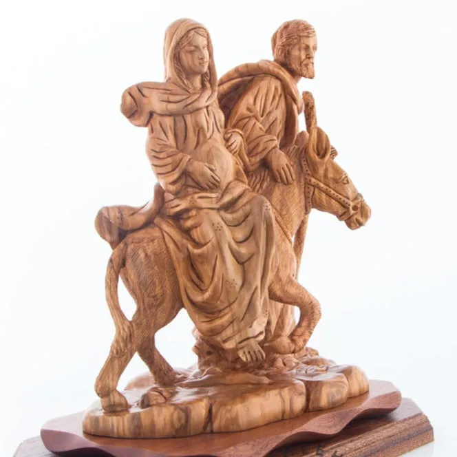 Mary and Joseph's "Journey to Bethlehem" 14.4", Carved Olive Wood Statue