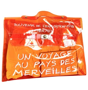 MINT. 1990s. Vintage Hermes a rare transparent orange vinyl Kelly bag Japan Limited Edit. Rare and collectible bag from 90's. 050118m1
