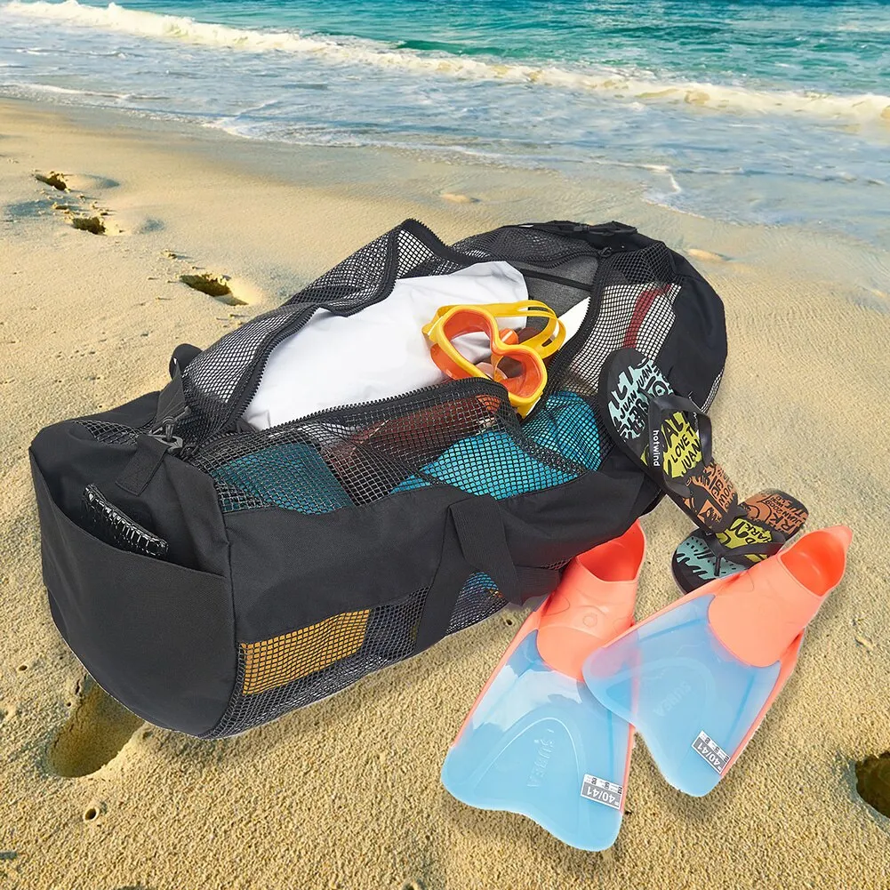 Multifunctional Mesh Duffel Bag with Adjustable Strap Shoulder Bag Large Capacity Mesh Gear Bag for Surfing Swiming Scuba Diving