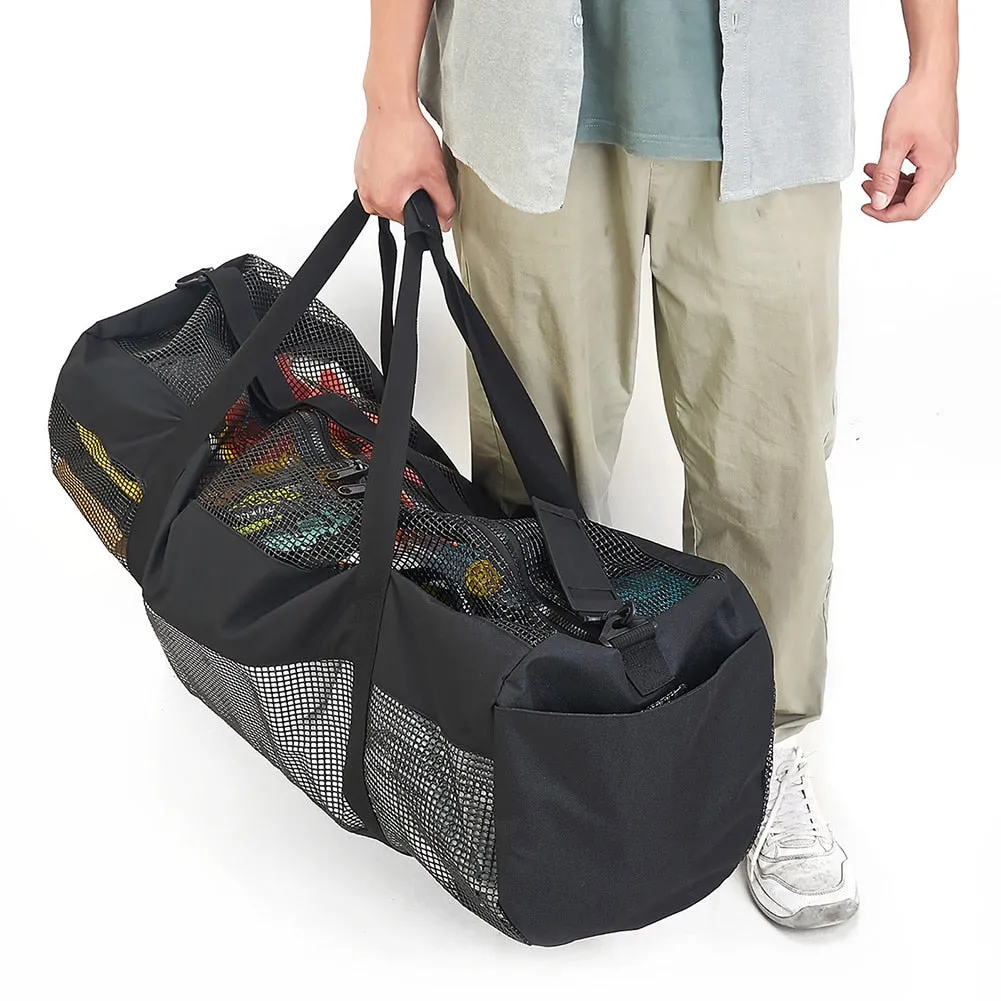Multifunctional Mesh Duffel Bag with Adjustable Strap Shoulder Bag Large Capacity Mesh Gear Bag for Surfing Swiming Scuba Diving