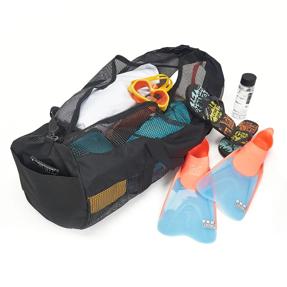 Multifunctional Mesh Duffel Bag with Adjustable Strap Shoulder Bag Large Capacity Mesh Gear Bag for Surfing Swiming Scuba Diving