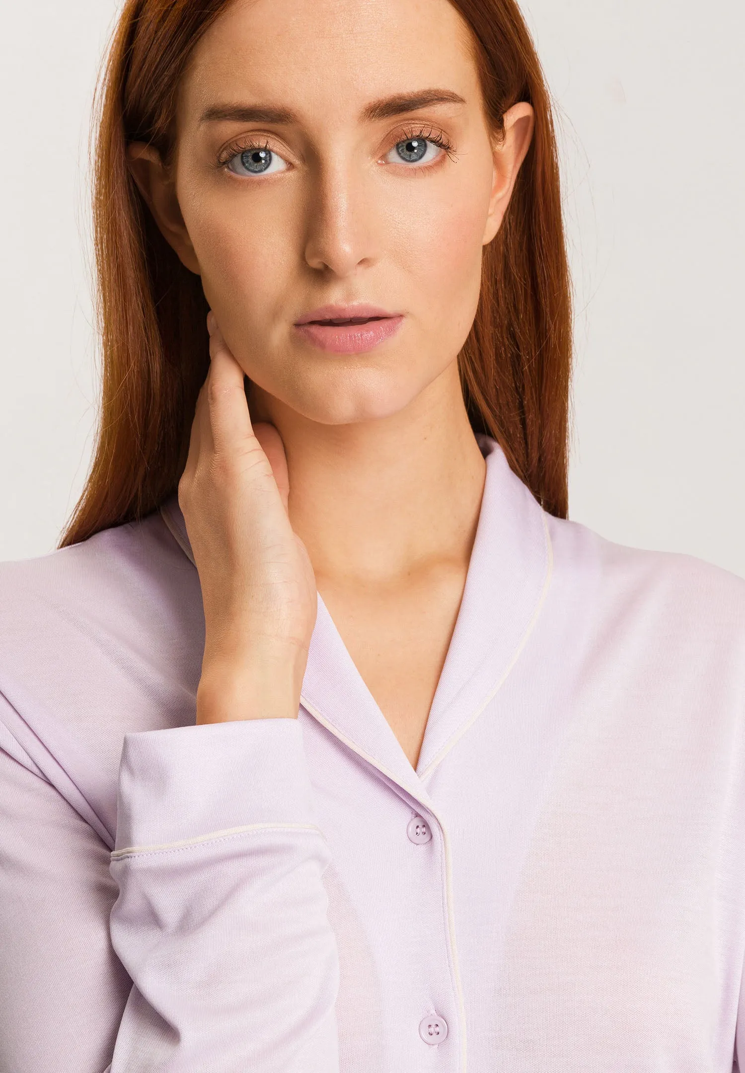 Natural Comfort Tencel Button Front Nightgown | Lilac Fog 77964-2464
