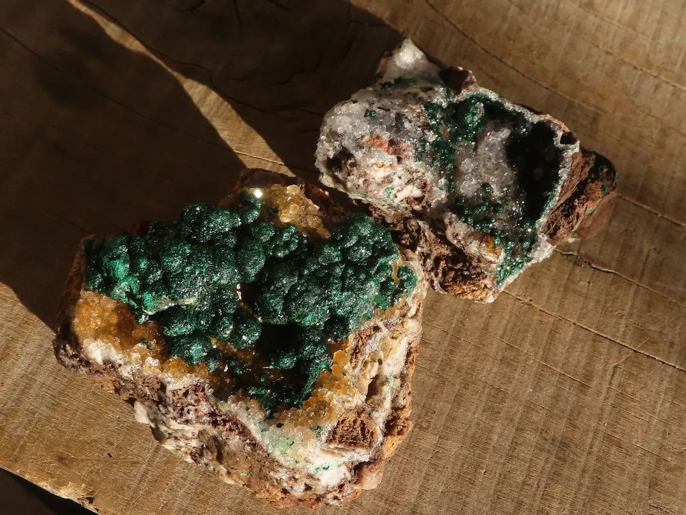 Natural Rare Ball Malachite With Quartz On Dolomite Specimens x 2 From Kambove, Congo
