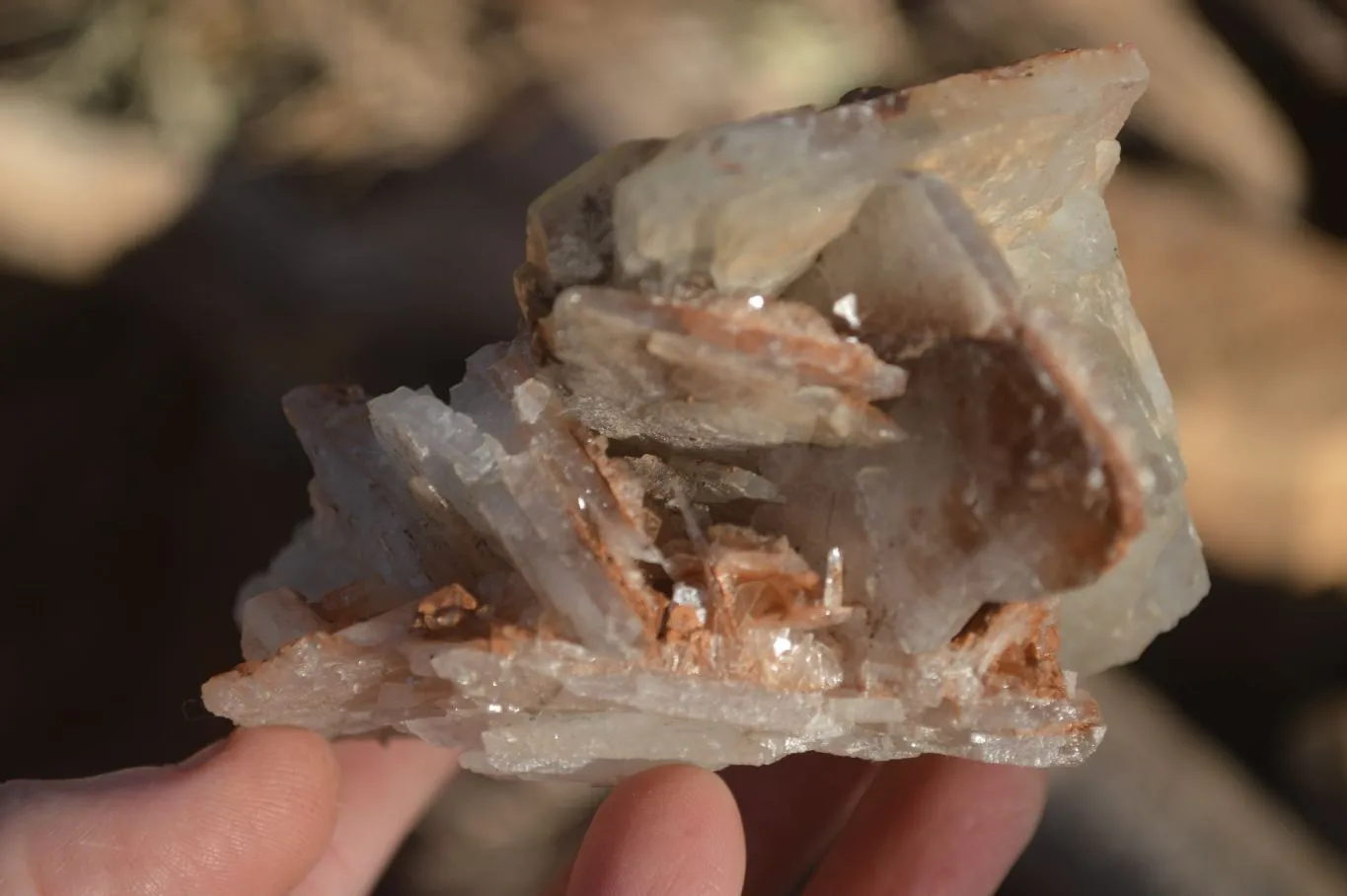Natural Rare Bladed Barite Specimens x 3 From Congo