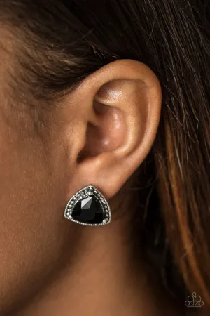 Open Door Jewelry - Daringly Duchess - Black Post Post Earrings - Paparazzi Accessories